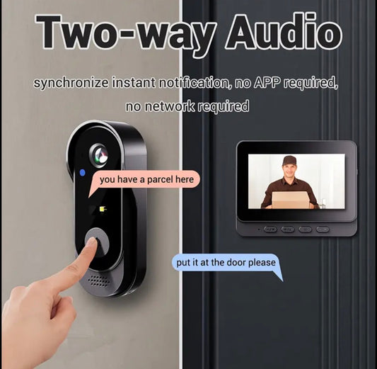 Wireless Outdoor Anti-Theft Video Doorbell Intercom with Display Screen, 2.4G/3G/4G/5G Wireless-Sonnette vidéo sans fil anti-vol extérieur interphone avec écran d'affichage, 2,4G/3G/4G/5G sans fil