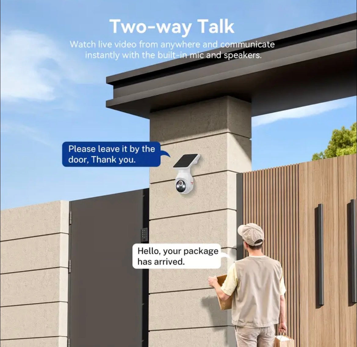 Panoramic Camera with Solar Panel, WiFi Home Camera with Night Vision – 24/7 Wireless Security -Caméra Panoramique avec panneau solaire, Caméra Wifi pour la maison à vision nocturne – Sécurité 24h/24 Sans Fil