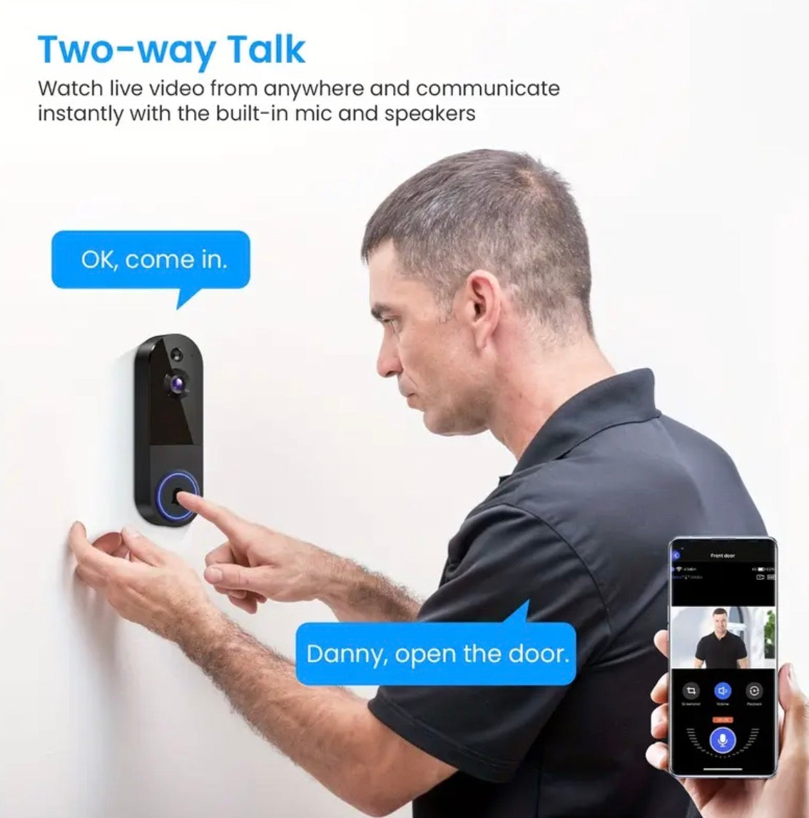 Wireless Wi-Fi Video Doorbell – Security and Convenience at Your Fingertips -Sonnette Vidéo Sans Fil - Sécurité et Confort à portée de Main