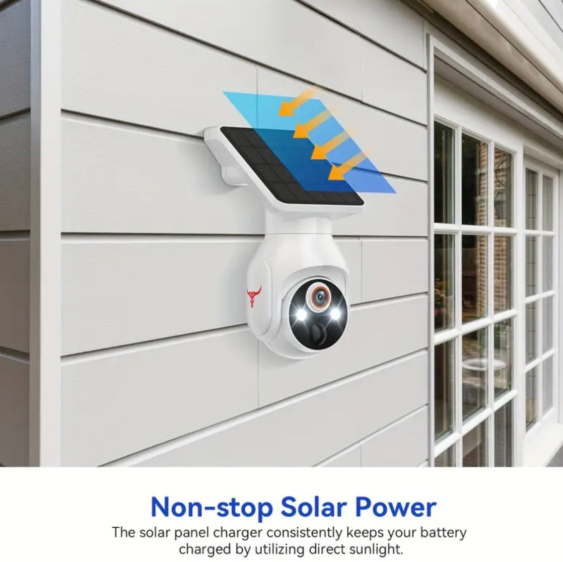 Panoramic Camera with Solar Panel, WiFi Home Camera with Night Vision – 24/7 Wireless Security -Caméra Panoramique avec panneau solaire, Caméra Wifi pour la maison à vision nocturne – Sécurité 24h/24 Sans Fil