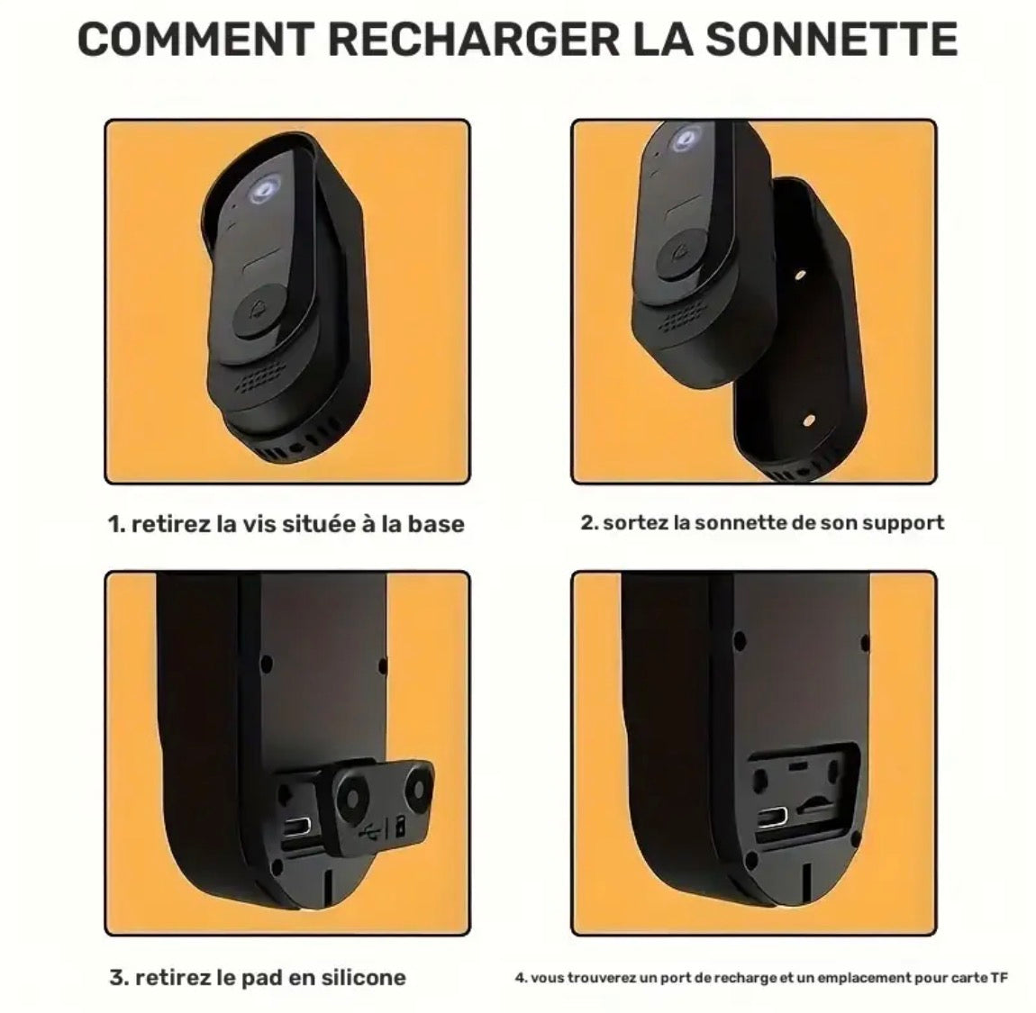 Wireless Outdoor Anti-Theft Video Doorbell Intercom with Display Screen, 2.4G/3G/4G/5G Wireless-Sonnette vidéo sans fil anti-vol extérieur interphone avec écran d'affichage, 2,4G/3G/4G/5G sans fil