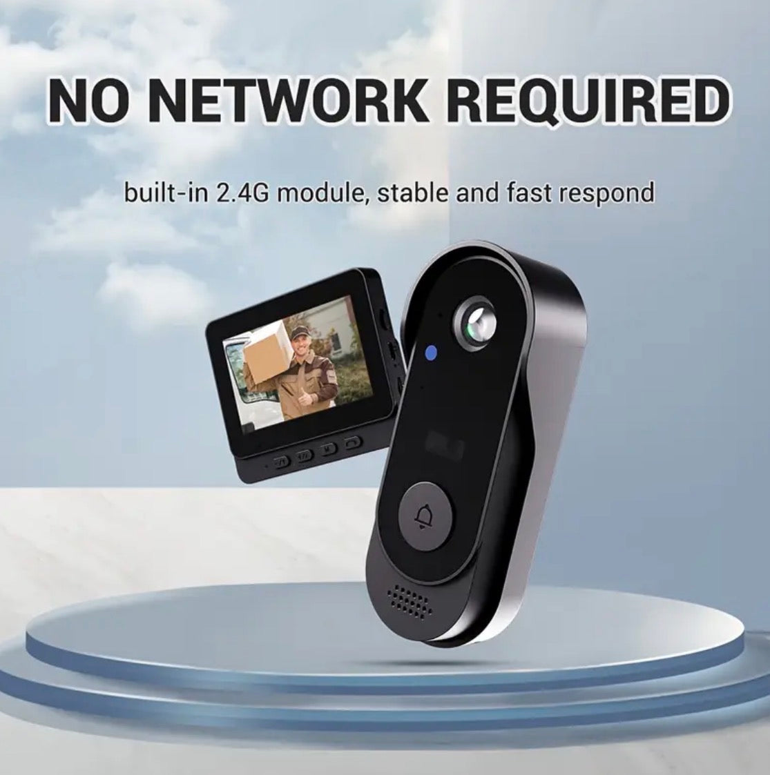 Wireless Outdoor Anti-Theft Video Doorbell Intercom with Display Screen, 2.4G/3G/4G/5G Wireless-Sonnette vidéo sans fil anti-vol extérieur interphone avec écran d'affichage, 2,4G/3G/4G/5G sans fil