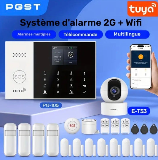 PGST 105 GSM WiFi Alarm System for Home Security, Wireless Smart Alarm- PGST 105 GSM Système d'Alarme WiFi pour Sécurité Domestique, Alarme Intelligente Sans Fil