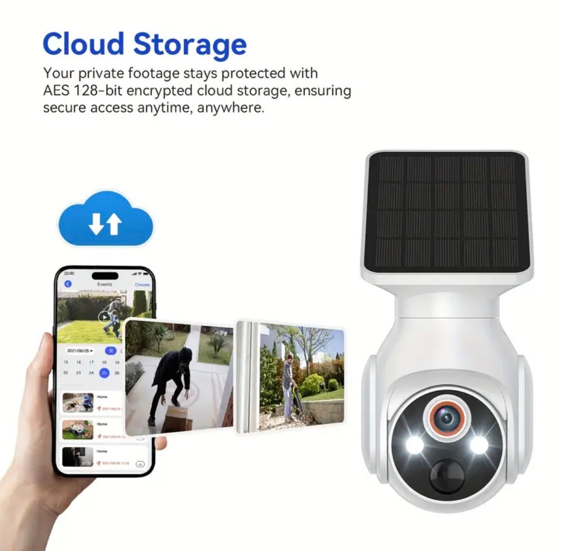 Panoramic Camera with Solar Panel, WiFi Home Camera with Night Vision – 24/7 Wireless Security -Caméra Panoramique avec panneau solaire, Caméra Wifi pour la maison à vision nocturne – Sécurité 24h/24 Sans Fil