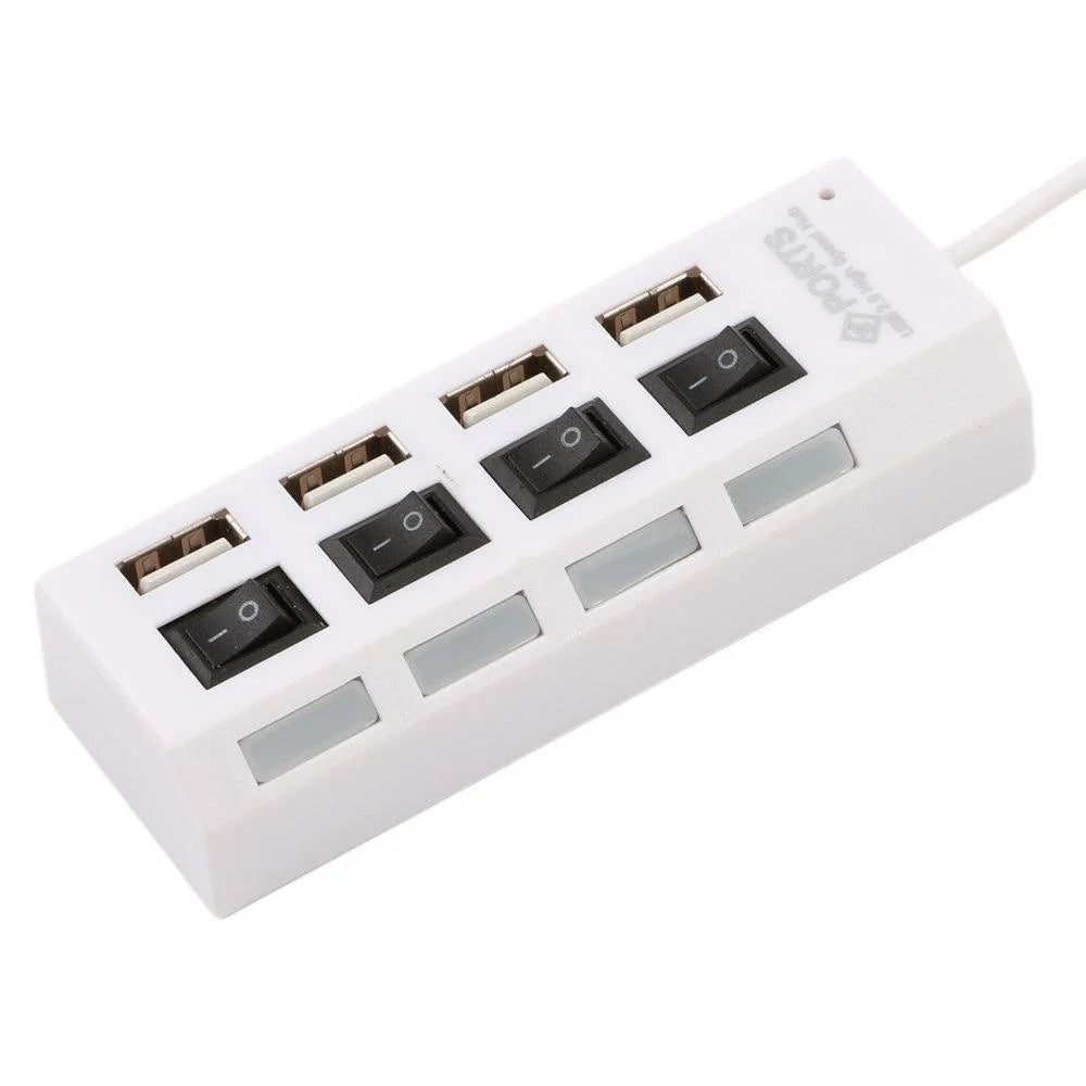 High Speed 7/4 Port LED USB 2.0 Adapter Hub Multi-Port Socket Powered ON/OFF Switch Charger Splitter for Computer U Disk