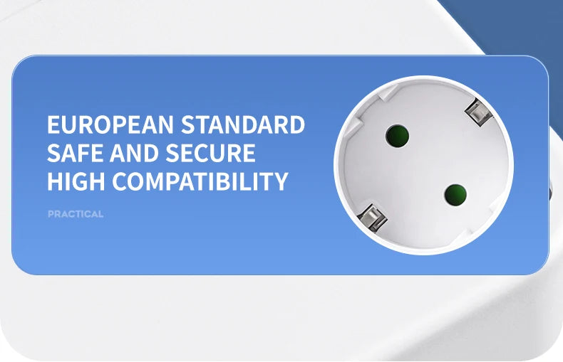 EU plug and socket 4 sockets, multi plug wall power plug and socket without extension cable or USB and Type-C port