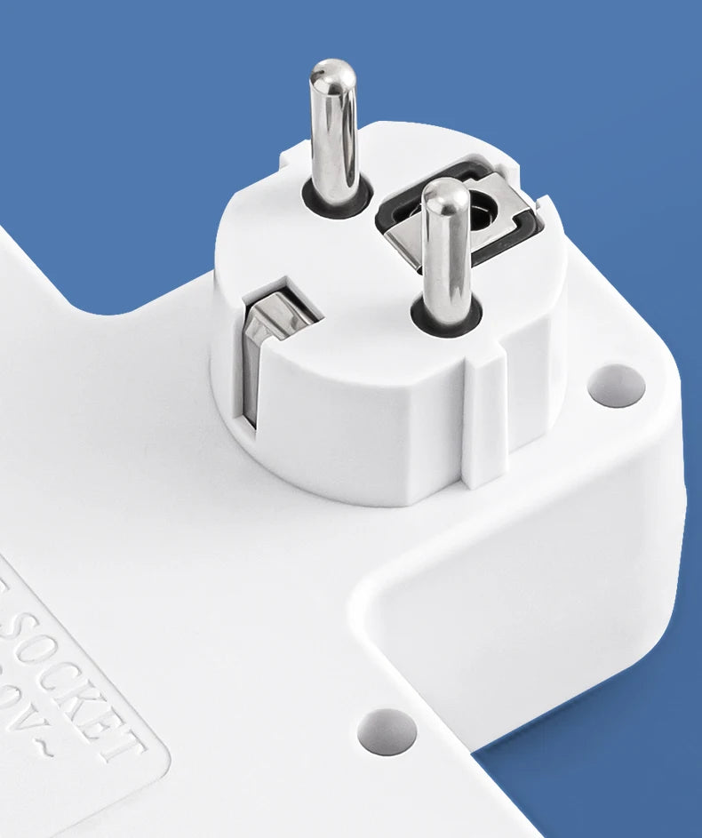 EU plug and socket 4 sockets, multi plug wall power plug and socket without extension cable or USB and Type-C port