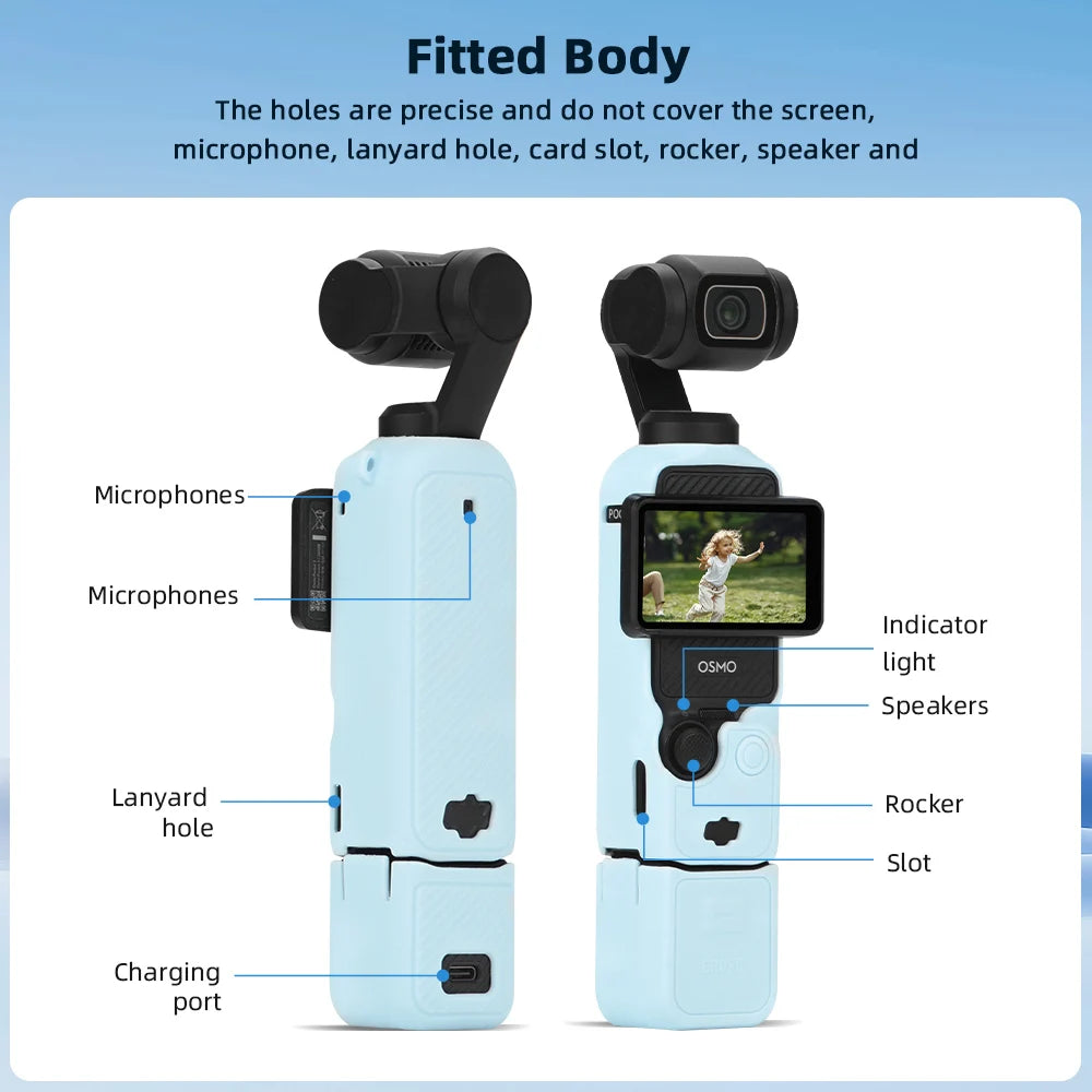 Case for DJI OSMO Pocket 3 Silicone Protective Cover Anti-Scratch Lens Cap Protector for Pocket3 Case Camera Shell Accessories