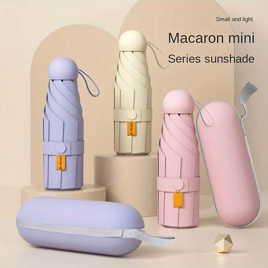 Compact Travel Mini Umbrella Uv Protection Capsule Umbrella 5 Fold Ultra Lightweight Sunshade Umbrellas Protable Manual